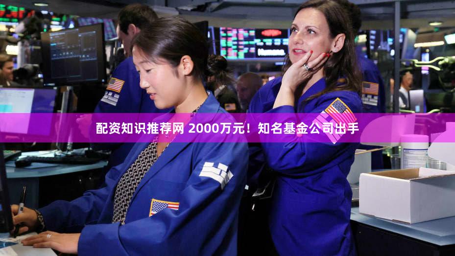 配资知识推荐网 2000万元!知名基金公司出手