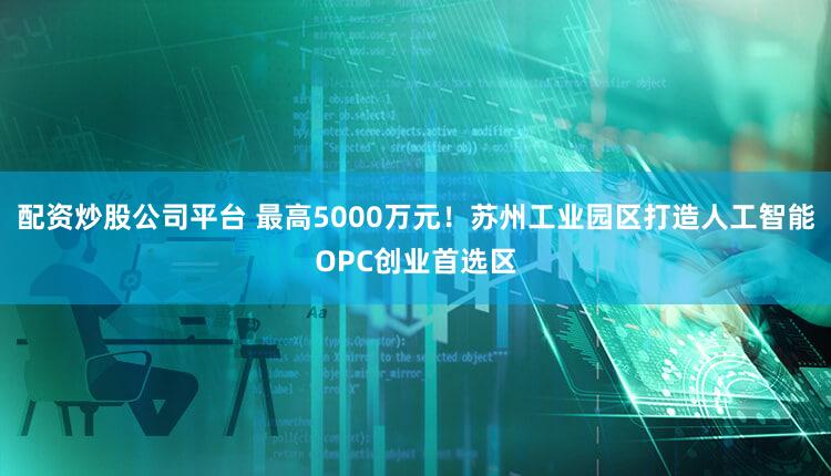 配资炒股公司平台 最高5000万元！苏州工业园区打造人工智能OPC创业首选区